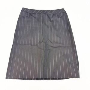 Feraud Virgin Wool Pinstripe Pencil Straight Navy Skirt Cream Stripe Size 42